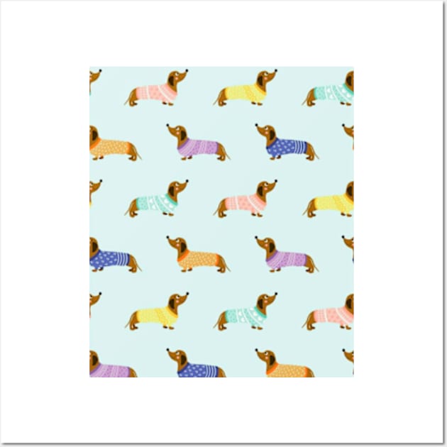 Cute pattern doggy Wall Art by Dog and cat lover